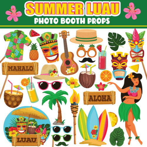 Hawaiian photo booth props printable hotsell